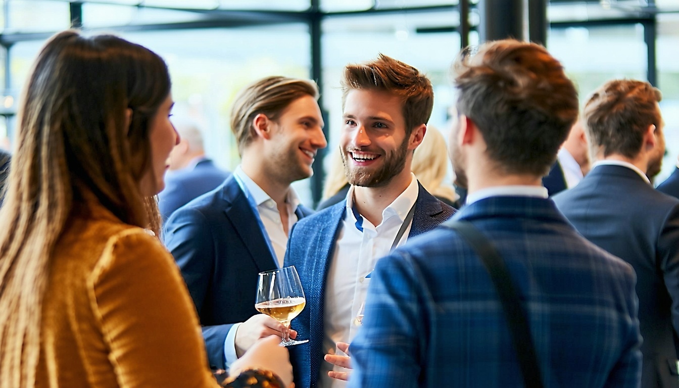 Young professionals networking at an Aperinetwork event